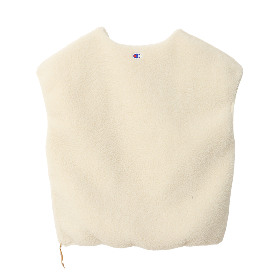 女款 -CASUAL 抓毛絨V領背心-乳白（CW-A604-020）