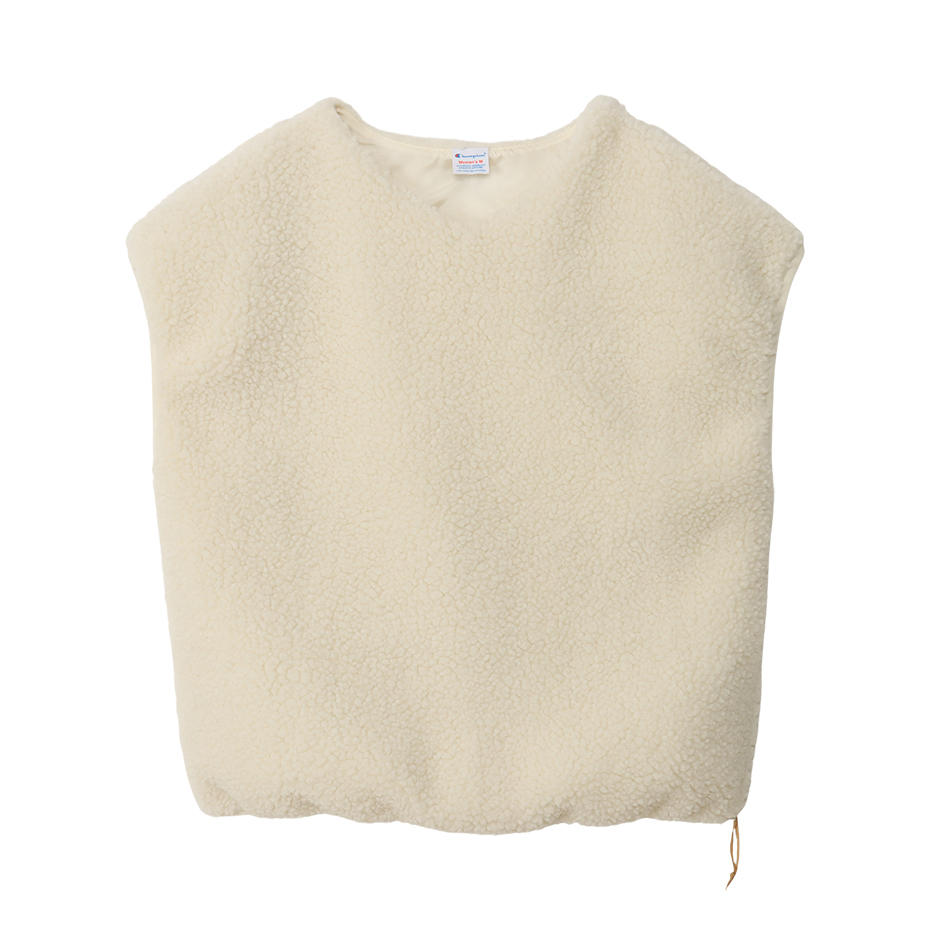 女款 -CASUAL 抓毛絨V領背心-乳白（CW-A604-020）