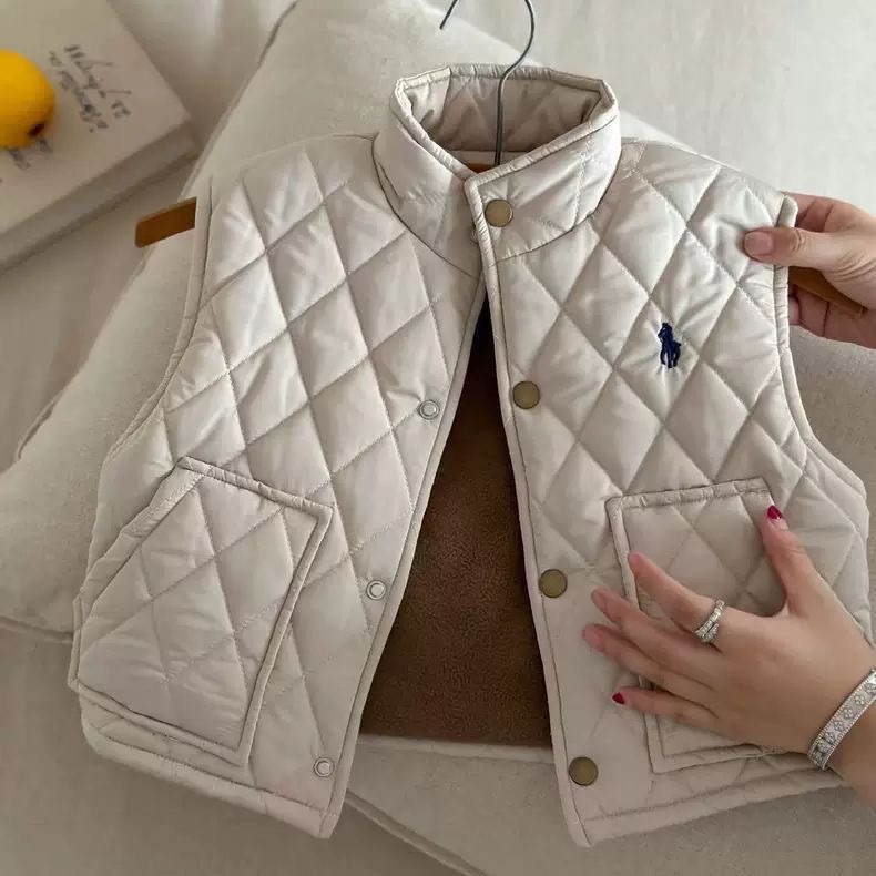 兒童Polo菱格絨底鈕扣馬甲-2401629