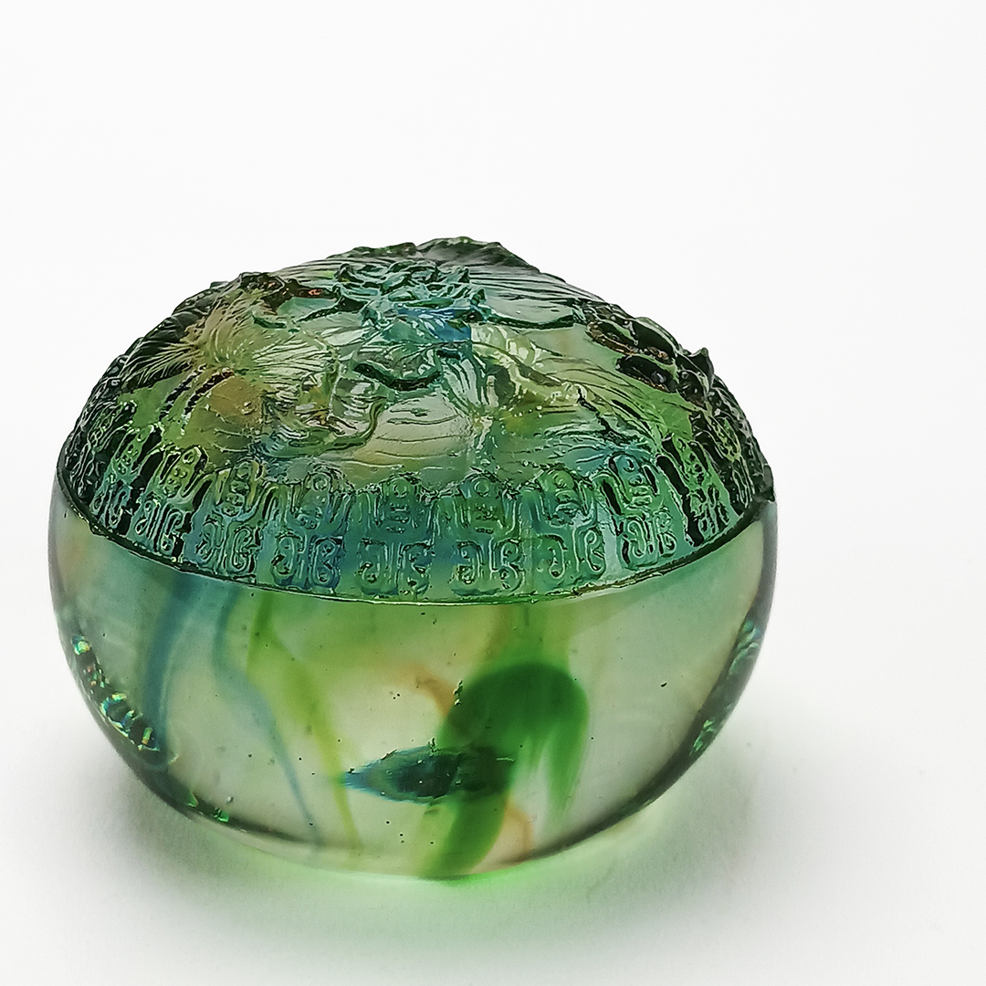 荷香蓮花琉璃文鎮｜代代綿延香遠益清 家運興旺步步蓮升