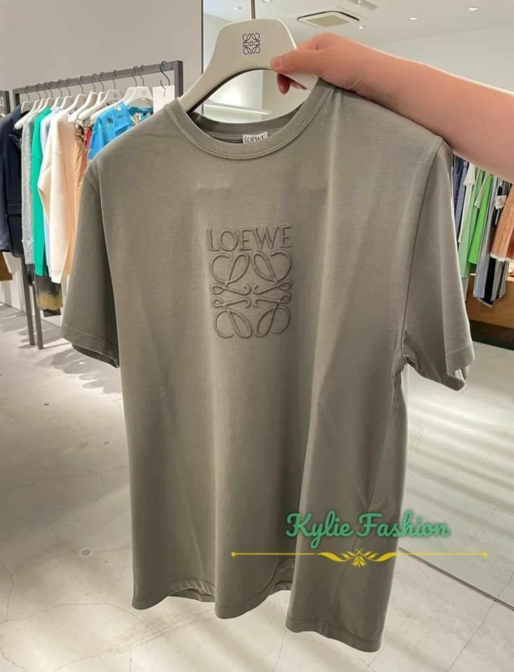 LOEWE 豆沙綠色 刺繡Logo Tee 男女可穿