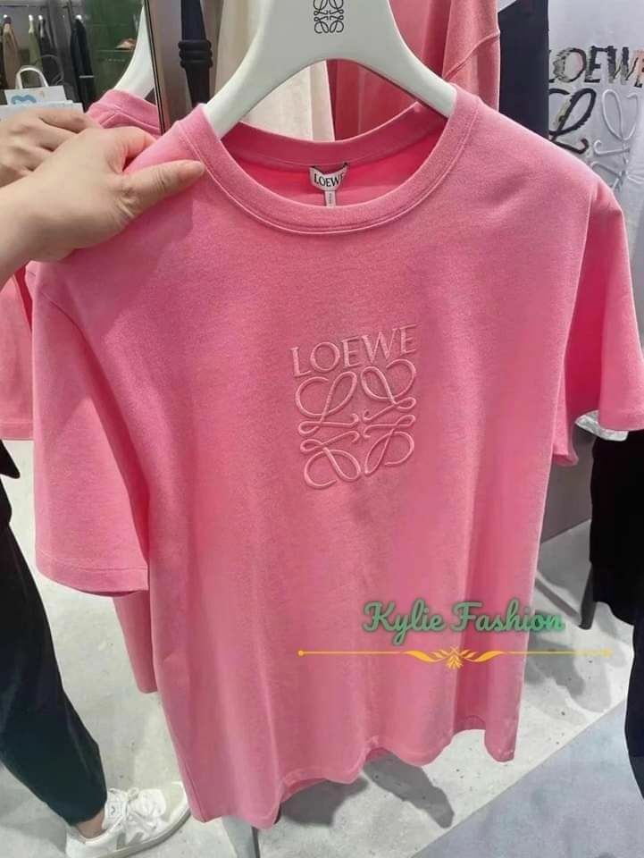 LOEWE 糖果粉色 立體刺繡Logo Tee