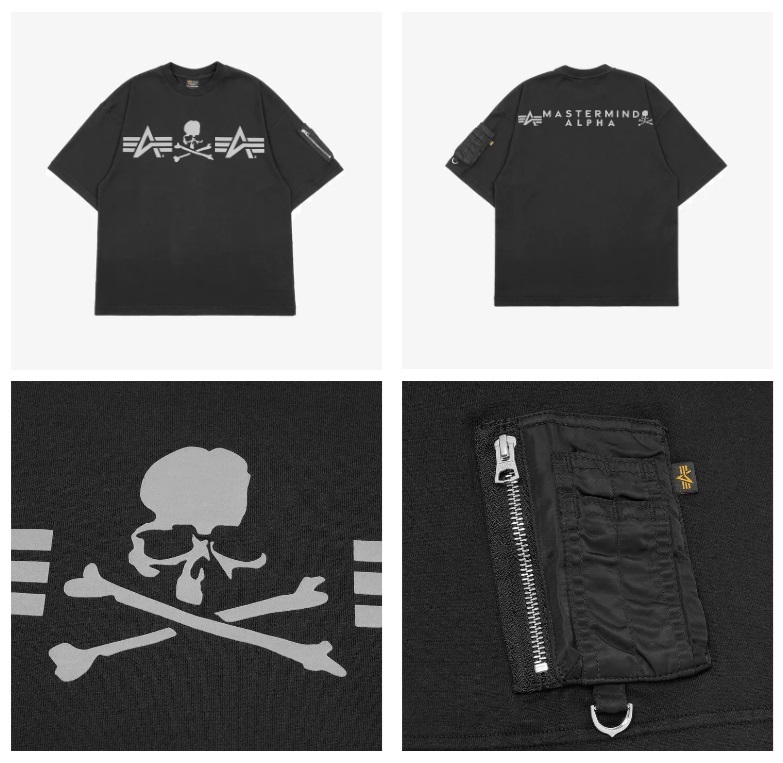 RE-STOCK: MASTERMIND WORLD x ALPHA INDUSTRIES CIGER POCKET SS TEE BIG - BLACK PRE ORDER ITEM (預訂中)