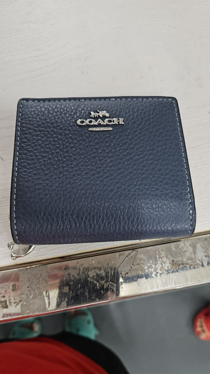 [S] COACH C2862 PEBBLED LEATHER SNAP WALLET,SV/DENIM, 195031998720 (SCO950)