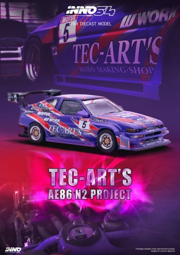 INNO64 1/64 Die-Cast TOYOTA SPRINTER TRUENO AE86 N2 PROJECT BY Tec-Art's