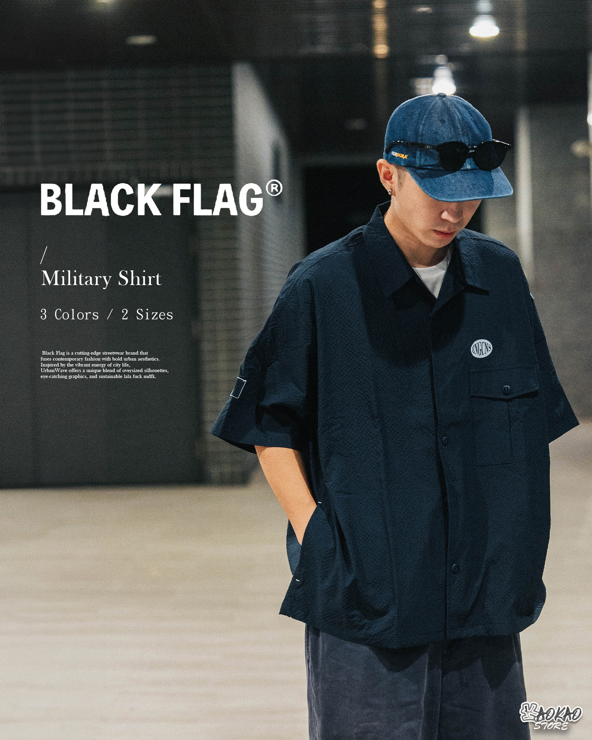 BLACK FLAG 黑旗 Military Shirt 泡泡紗襯衫【JBF24S008】