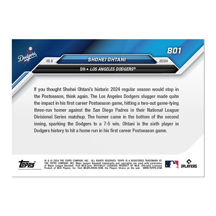 (現貨秒發)TOPPS NOW 球員卡 Shohei Ohtani 大谷翔平 季後賽首安即首轟 #801