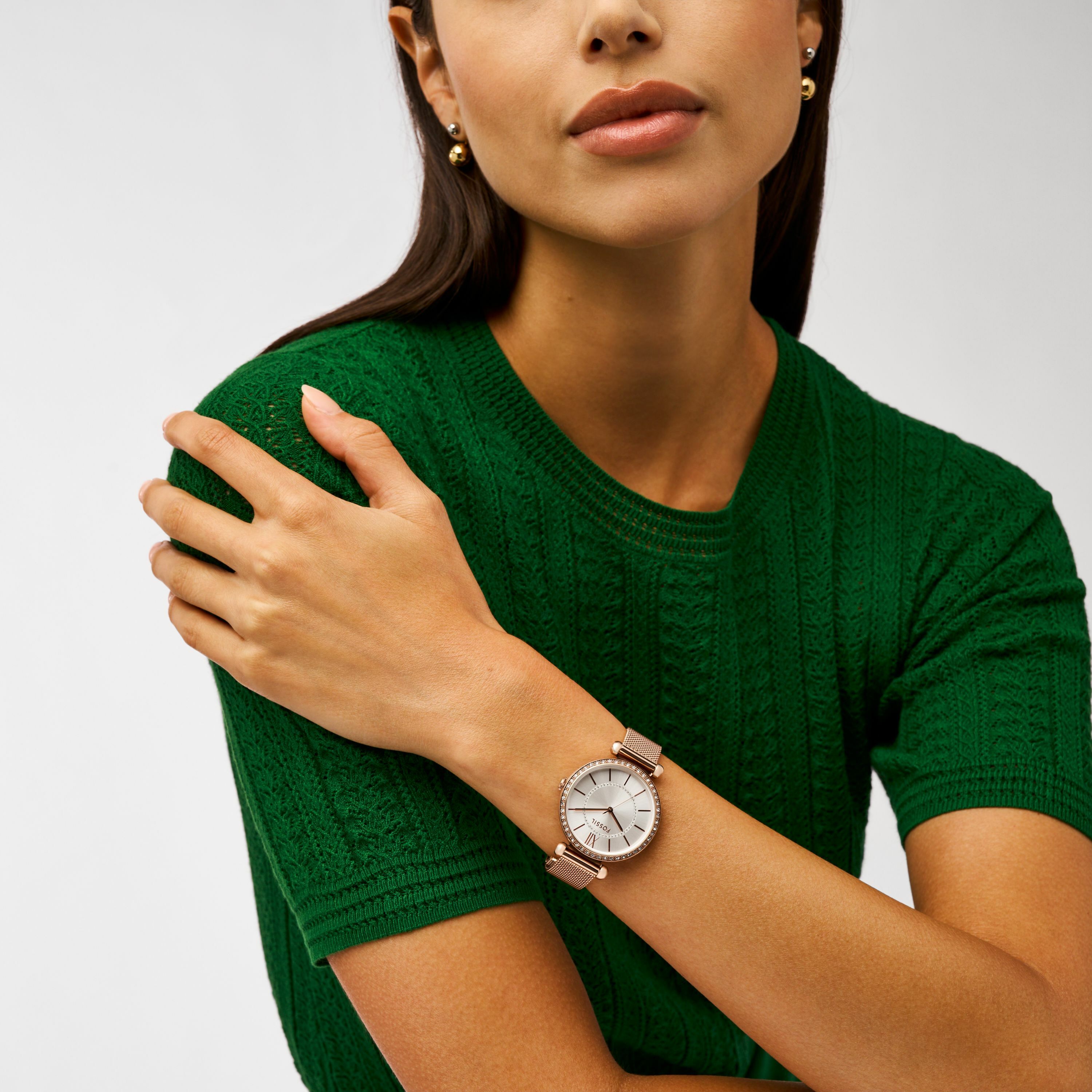 Tillie 鑲鑽優雅女錶 玫瑰金色不鏽鋼米蘭帶 36MM BQ3989