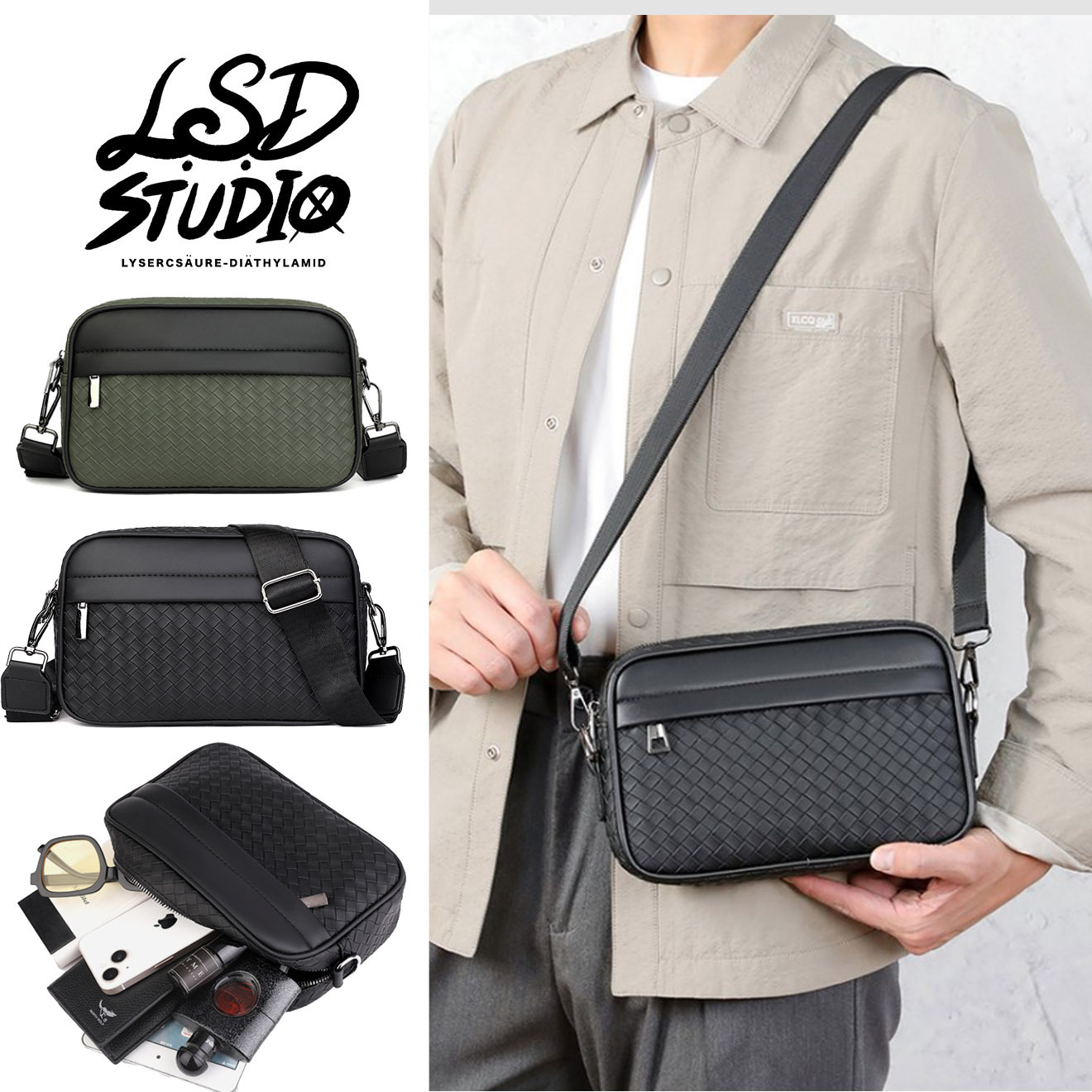 素面簡約PU斜肩方包【BGKC1】