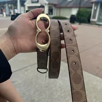 [S] COACH CX061 25 KSS C SIGNATURE PVC BELT,BROWN/GOLD, 196395588541 (SCO979)