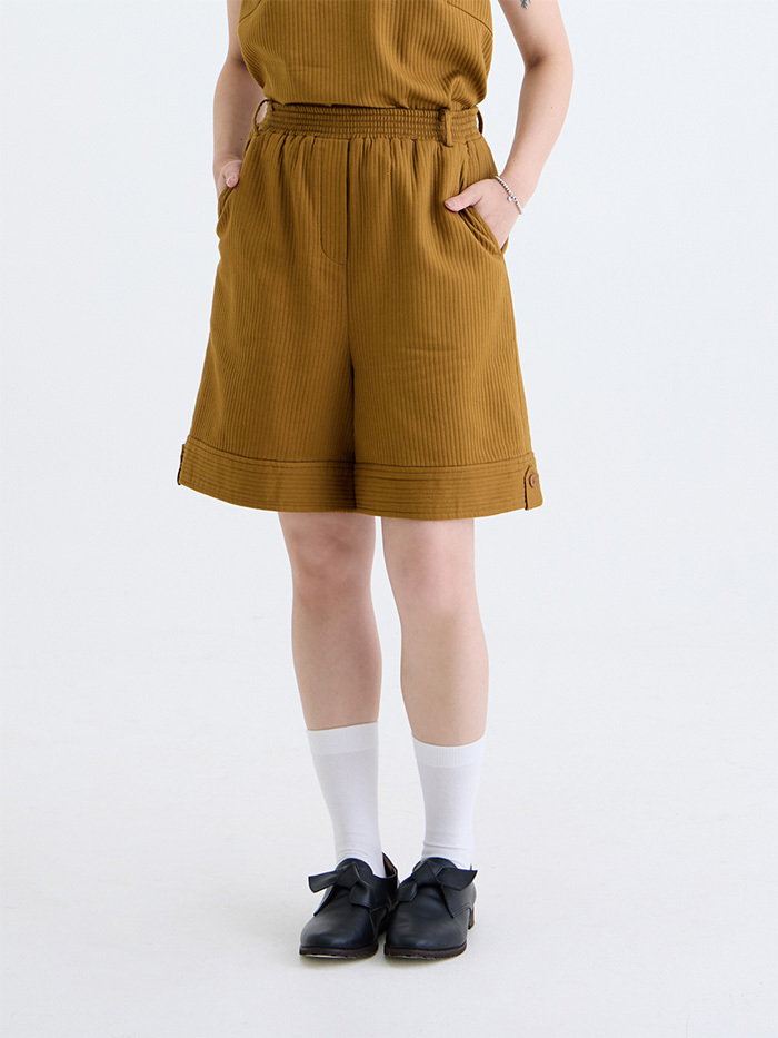 自遊五分寬褲 -薑黃