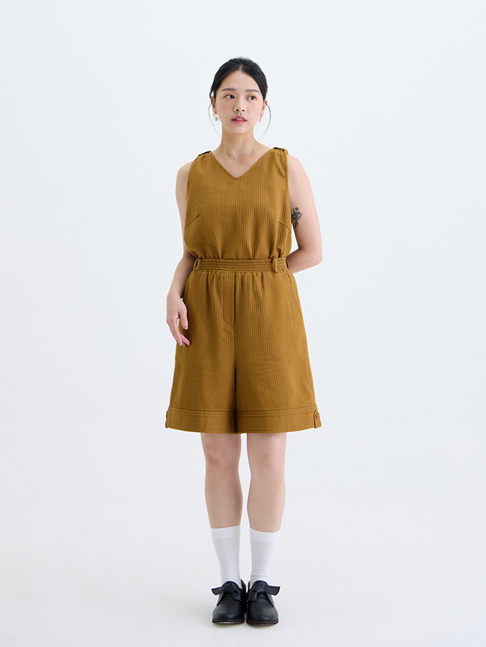 自遊五分寬褲 -薑黃