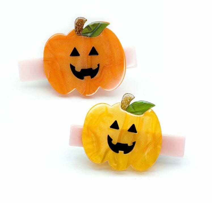LILIES & ROSES 南瓜珠光鱷魚夾 Double Pumpkin Pearlized Alligator Clips
