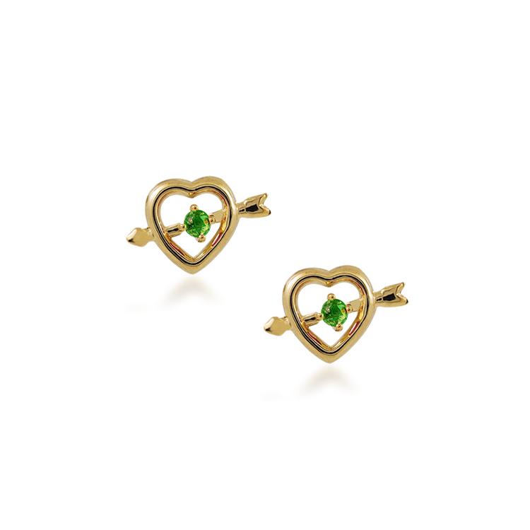 歐洲進口14K金天然綠寶石 針式耳環-AZKNE0003