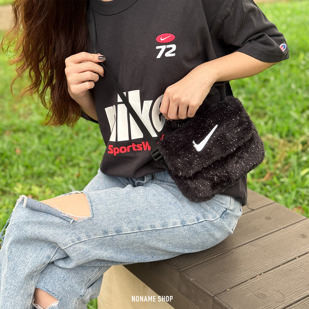 NIKE NSW CROSSBODY BAG 絨毛 亮眼 掀蓋 手提 側背包 兩色