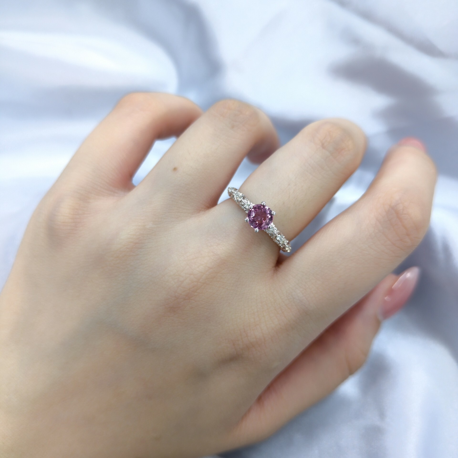 18K White Gold 0.71ct Sapphire and Diamond Ring