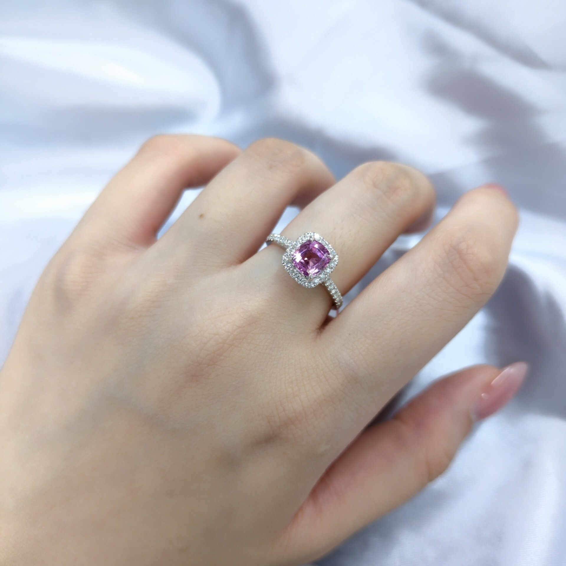 18K White Gold 1.32ct Sapphire and Diamond Ring