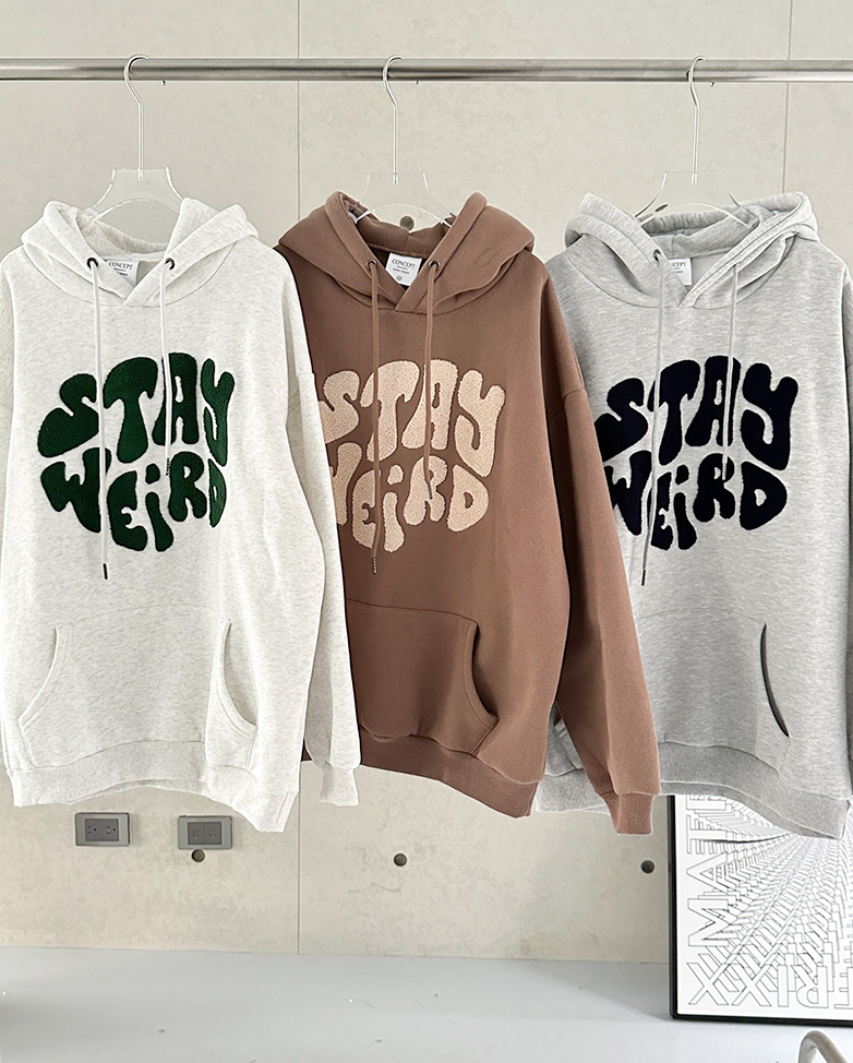 厚磅毛巾繡STAY WEIRD帽T