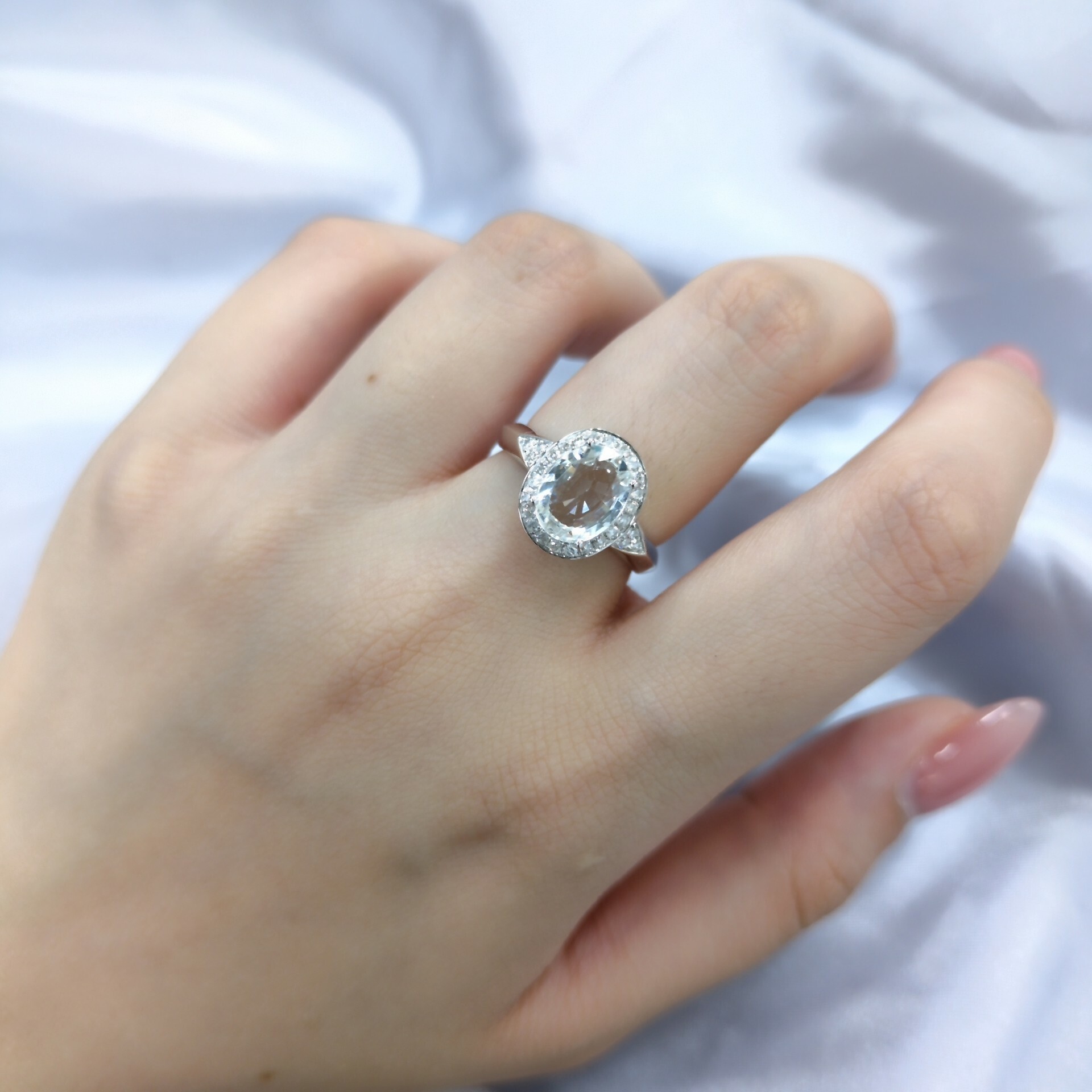 18K White Gold 1.75ct Sapphire and Diamond Ring