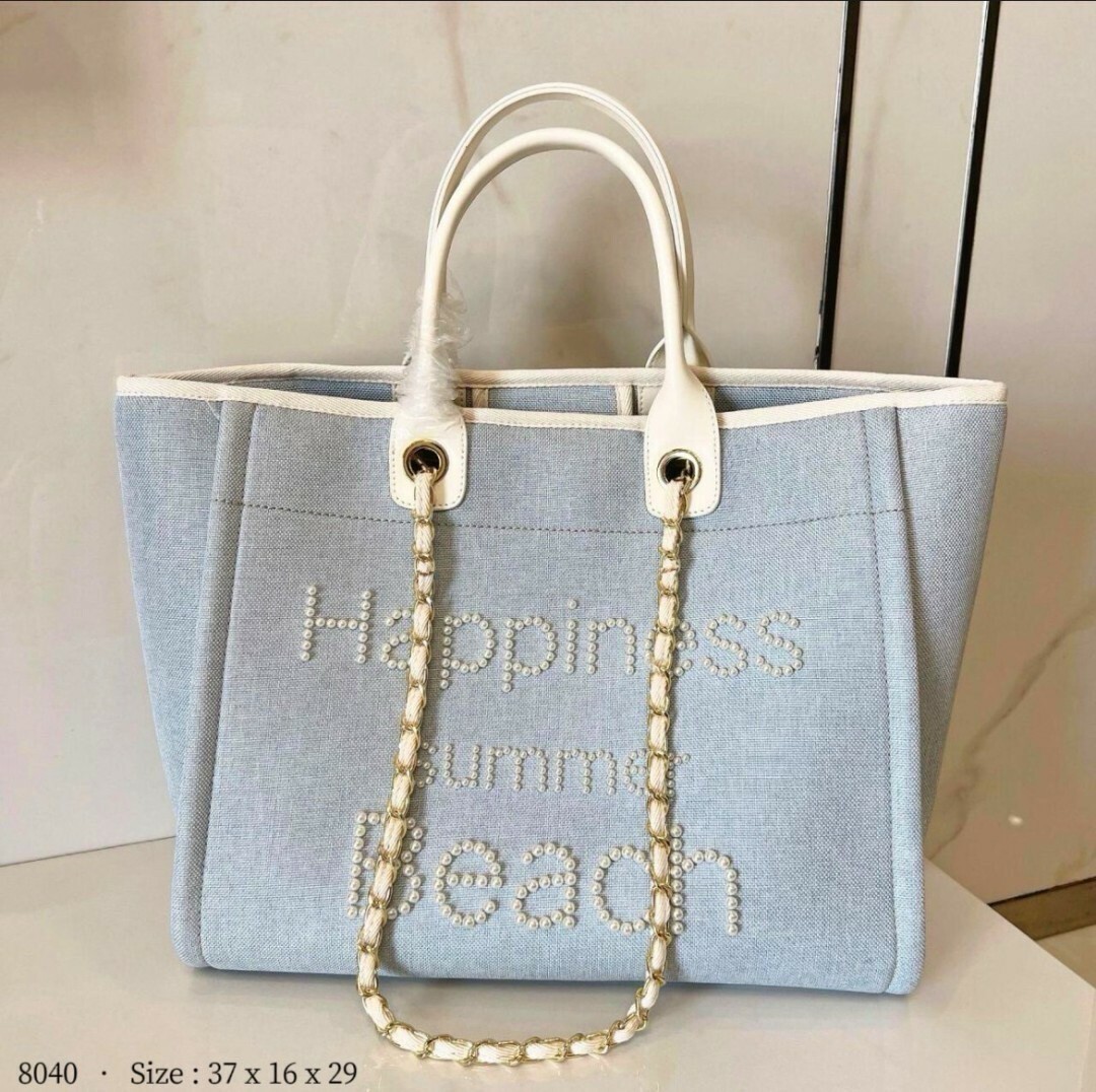 8040韓國珍珠刺繡帆布托特包