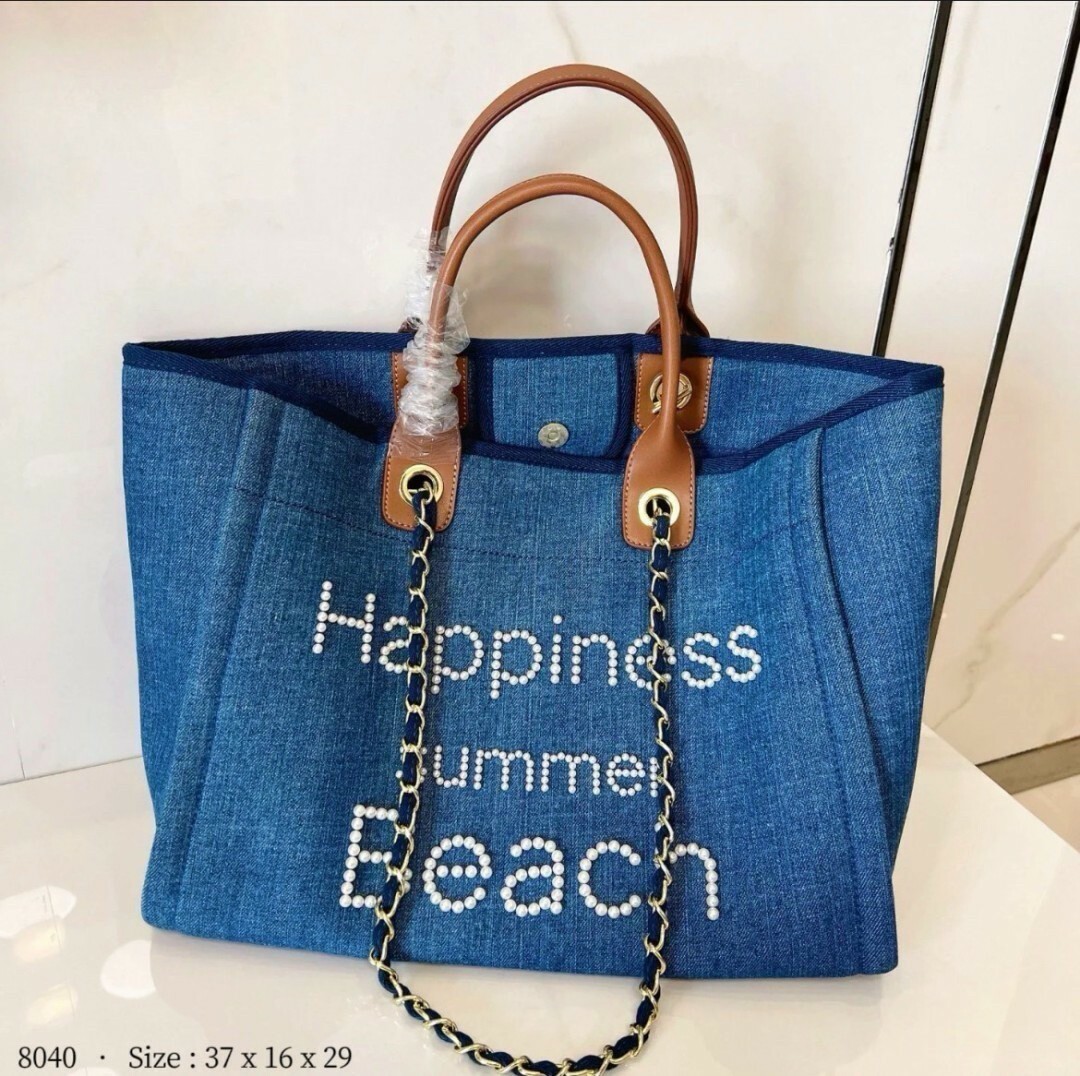 8040韓國珍珠刺繡帆布托特包