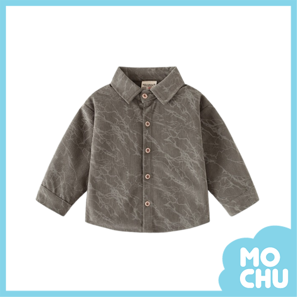 水波紋燈芯絨長袖襯衫