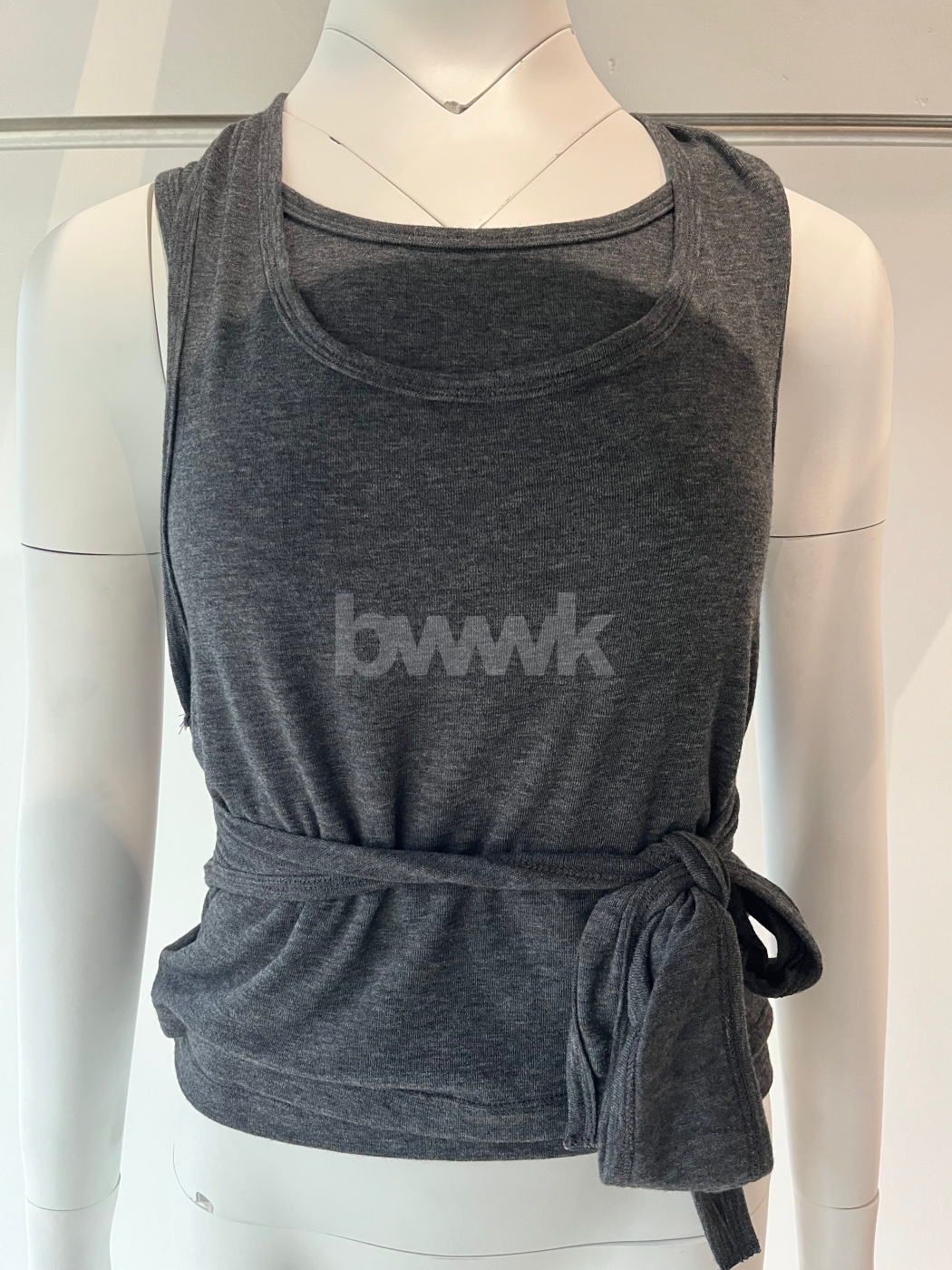 雙層綁帶背心-灰