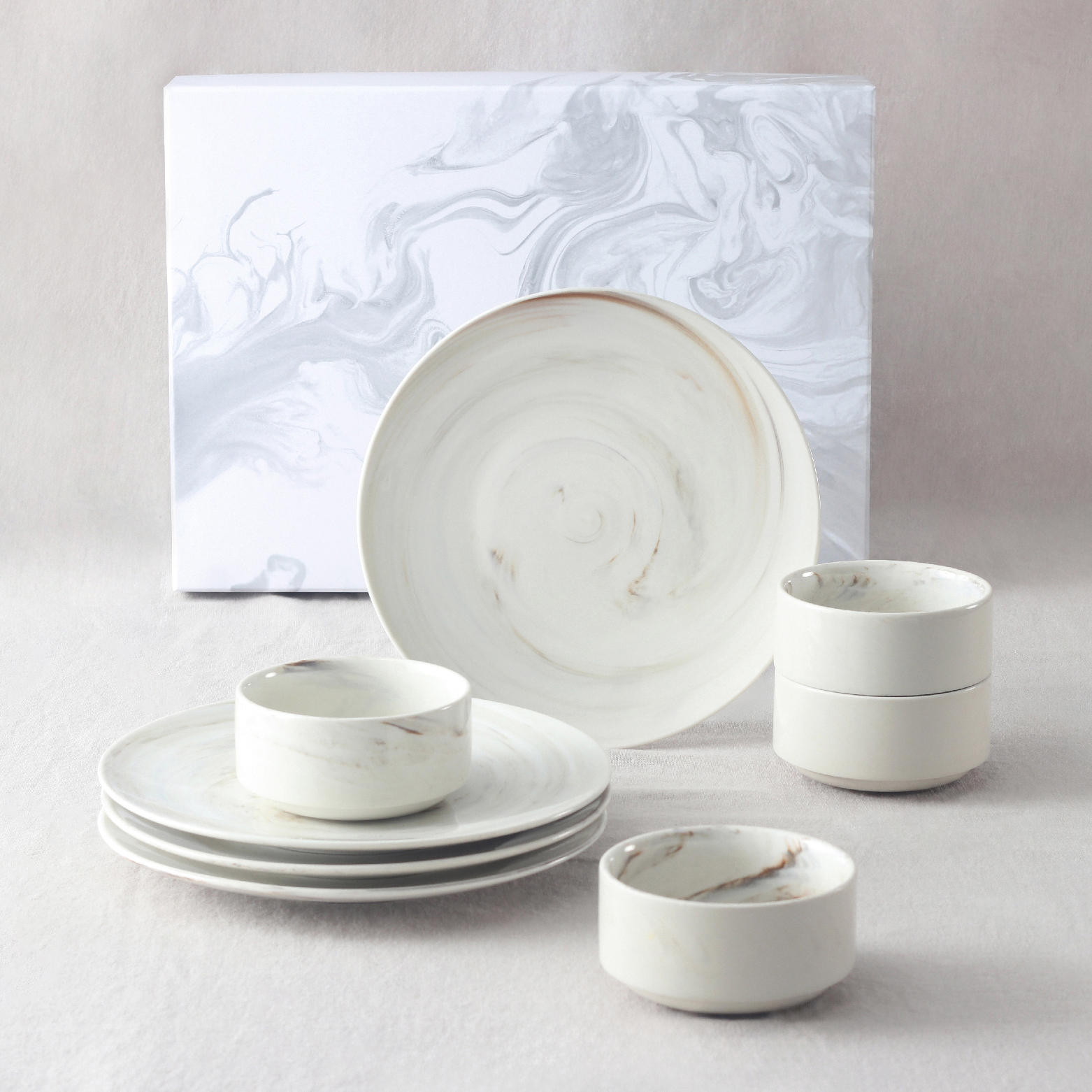 【Luzerne】Marble碗盤禮盒8件組