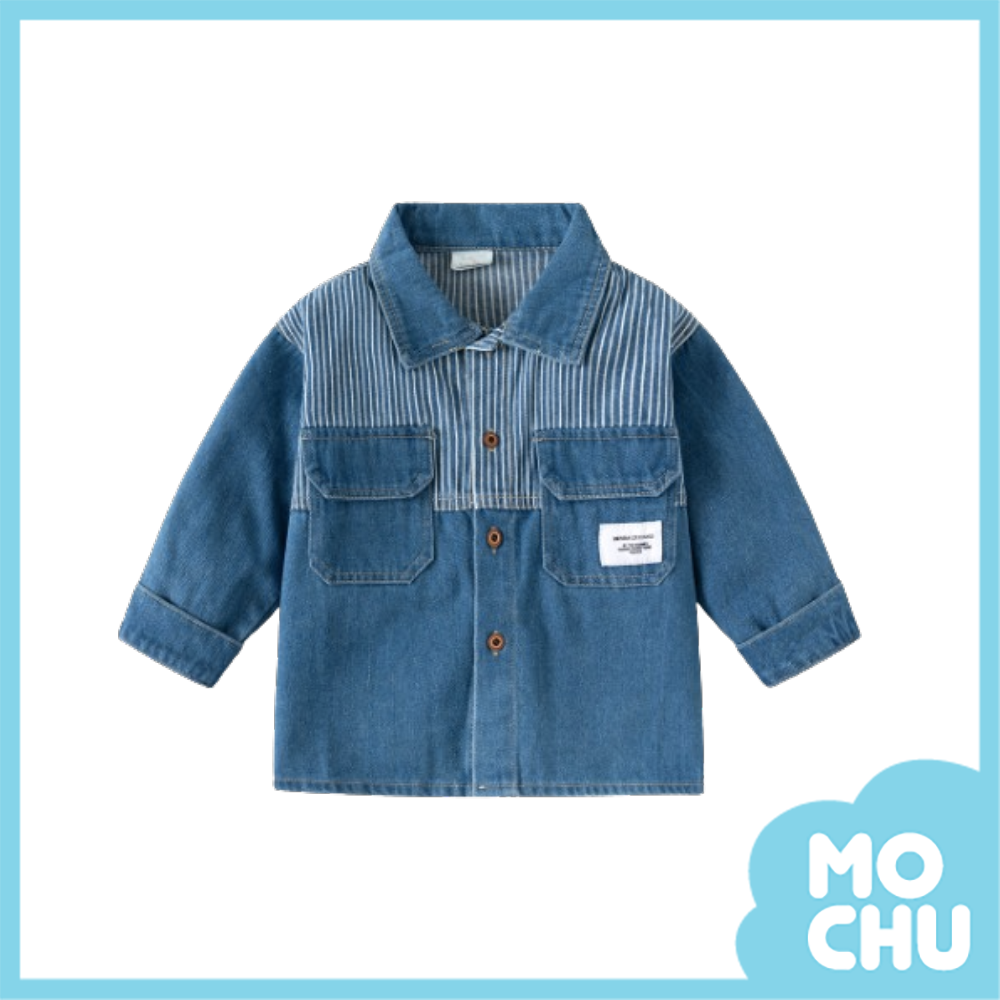 線條拼接長袖牛仔夾克