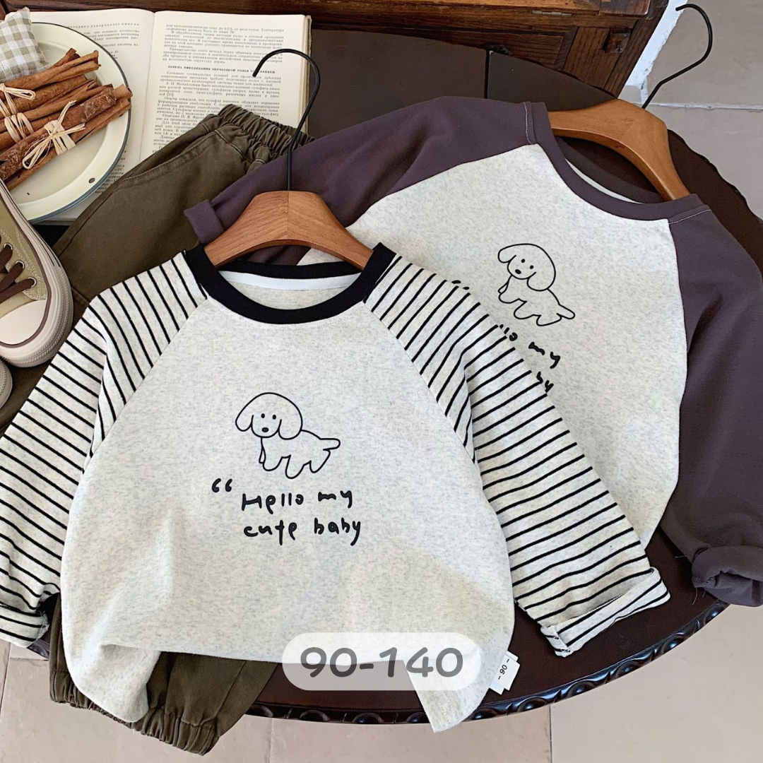 塗鴉狗狗插肩 長袖上衣