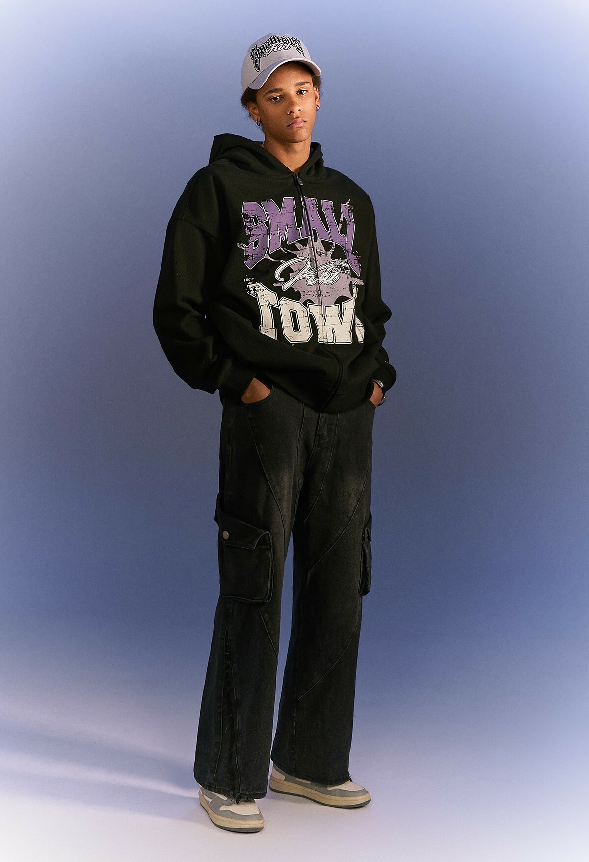 STK SmallTownKid  漆面做舊印花 連帽外套