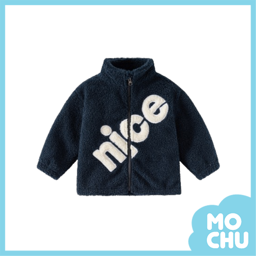 nice字母顆粒絨立領外套(二色)