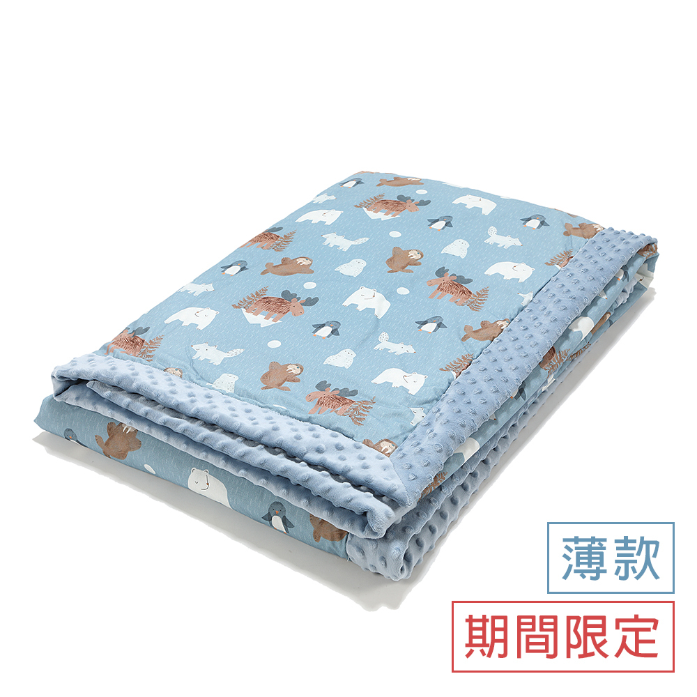【12/29陸續出貨】La Millou波蘭 單面巧柔豆豆毯大人款(140x220cm)｜北極好朋友(藍底)｜哥倫比亞藍