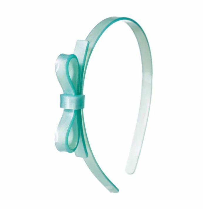 LILIES & ROSES 細版薄荷綠蝴蝶結髮箍 hin Bow Mint Satin Headband