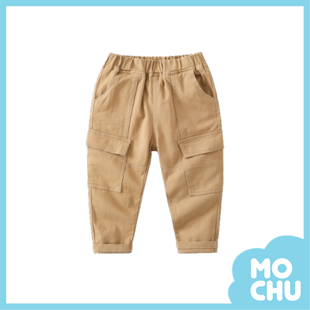 雙口袋純色工裝長褲