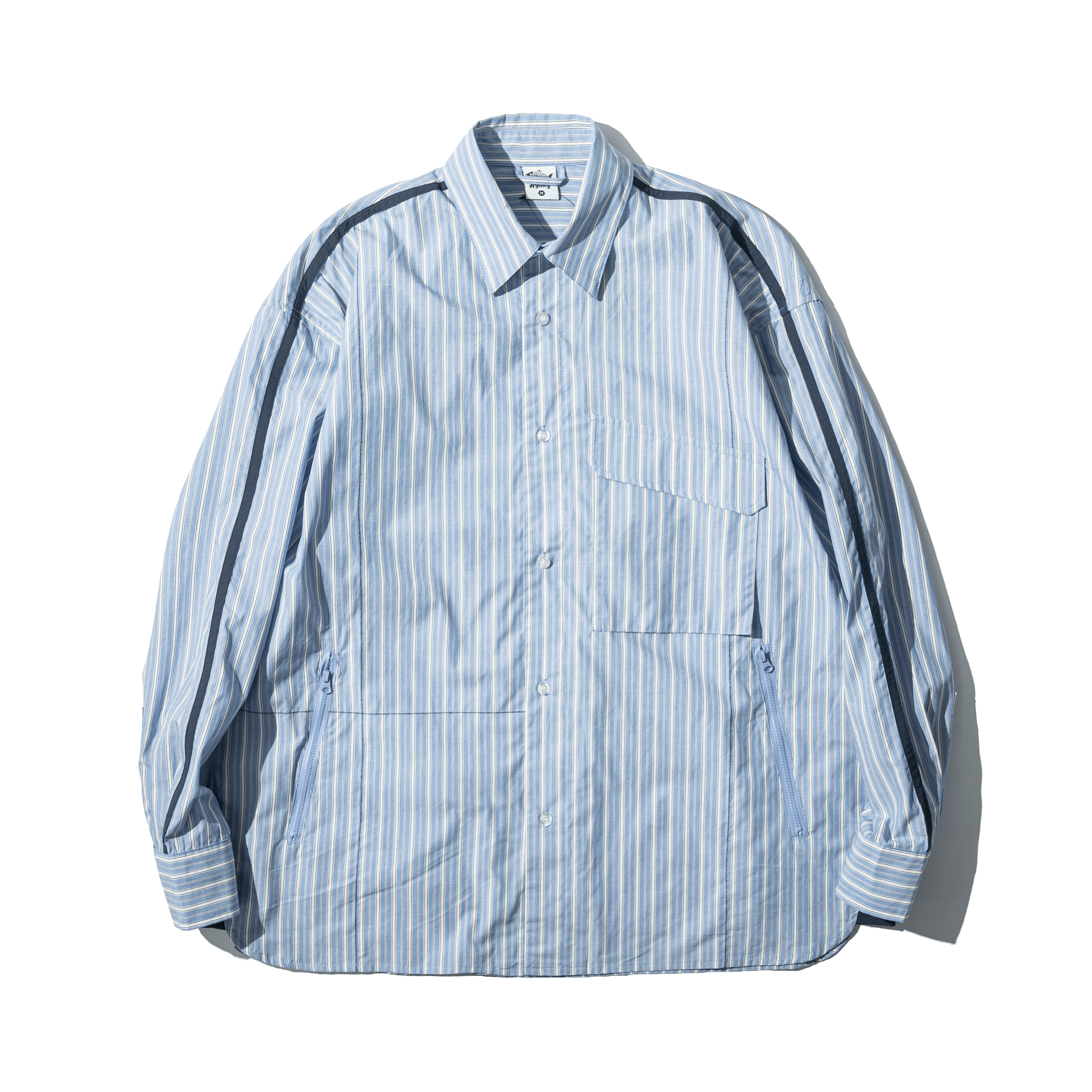 JKS SH-N05多口袋直條紋長袖襯衫