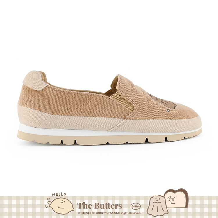 Paidal x The Butters奶油家族 烤焦可露露與檸檬小子烘焙系列厚底休閒樂福鞋懶人鞋-奶茶