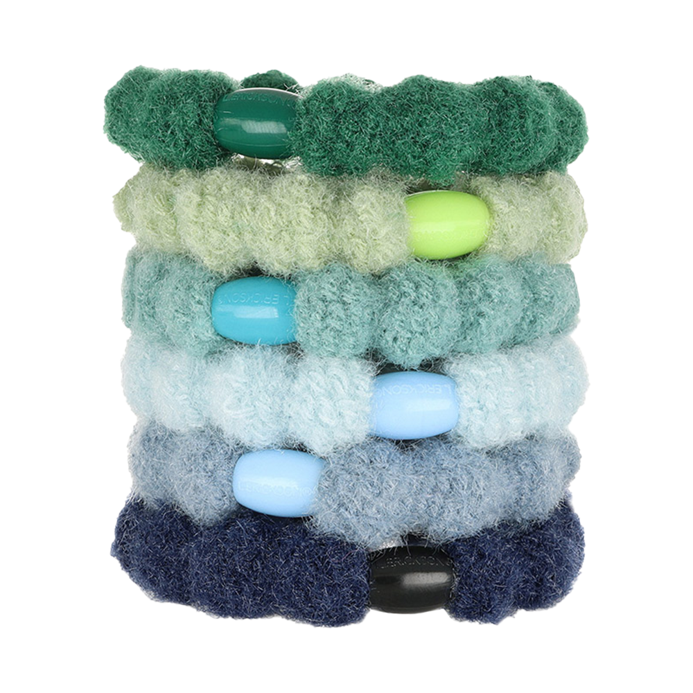 L. ERICKSON 針織彈力髮圈6入〈深海藍綠〉