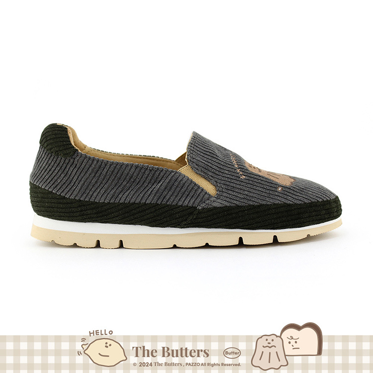 Paidal x The Butters奶油家族 烤焦可露露與檸檬小子烘焙系列厚底休閒樂福鞋懶人鞋-深灰