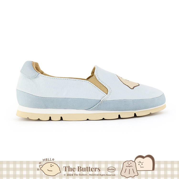 Paidal x The Butters奶油家族 檸檬小子厚底休閒樂福鞋懶人鞋-藍