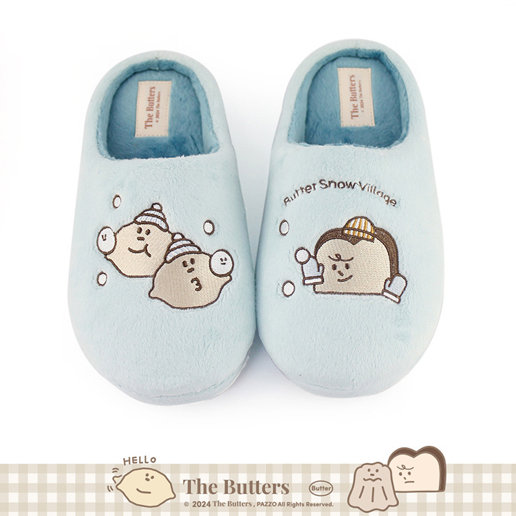 Paidal x The Butters奶油家族 檸檬小子與吐司先生雪村系列毛絨室內拖鞋