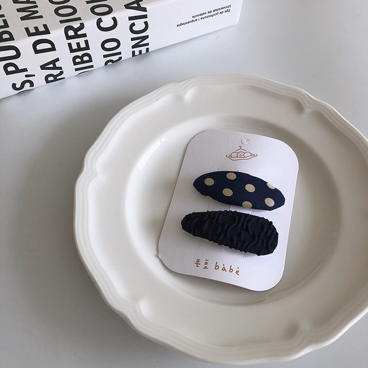 藍底點點皺皺髮夾