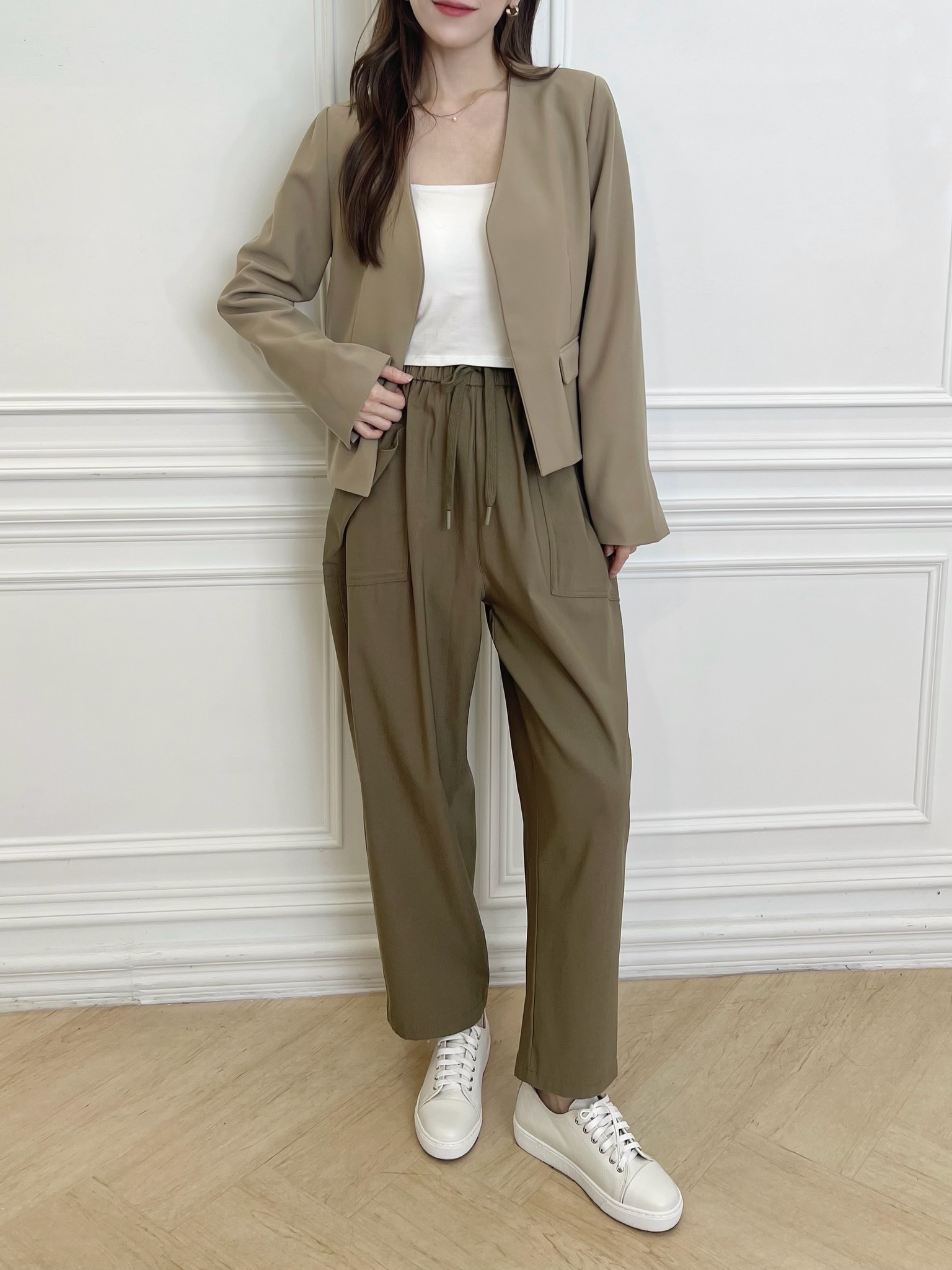 抽繩口袋繭型褲