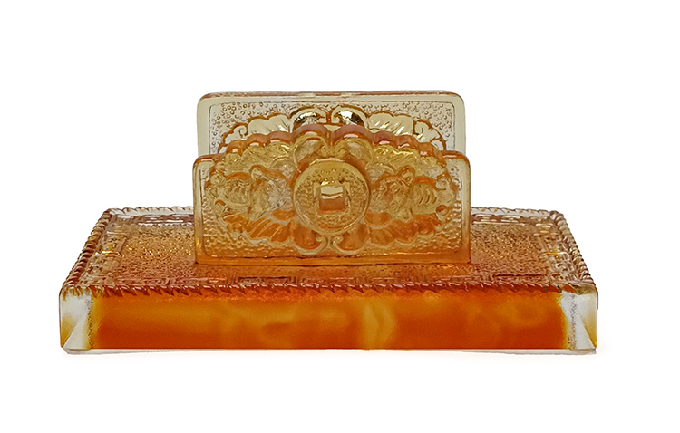 鹿港窯禮品館 居家開運琉璃-名片座-代代富貴