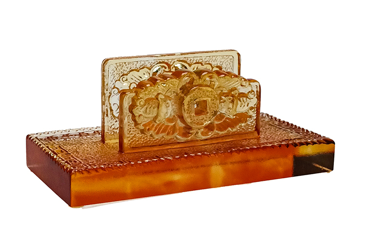 鹿港窯禮品館 居家開運琉璃-名片座-代代富貴