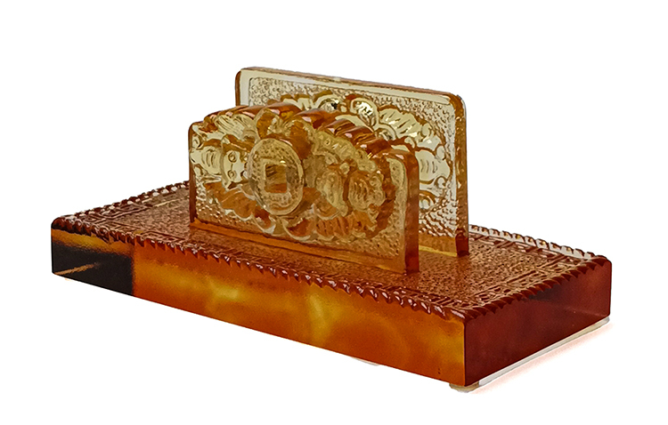 鹿港窯禮品館 居家開運琉璃-名片座-代代富貴