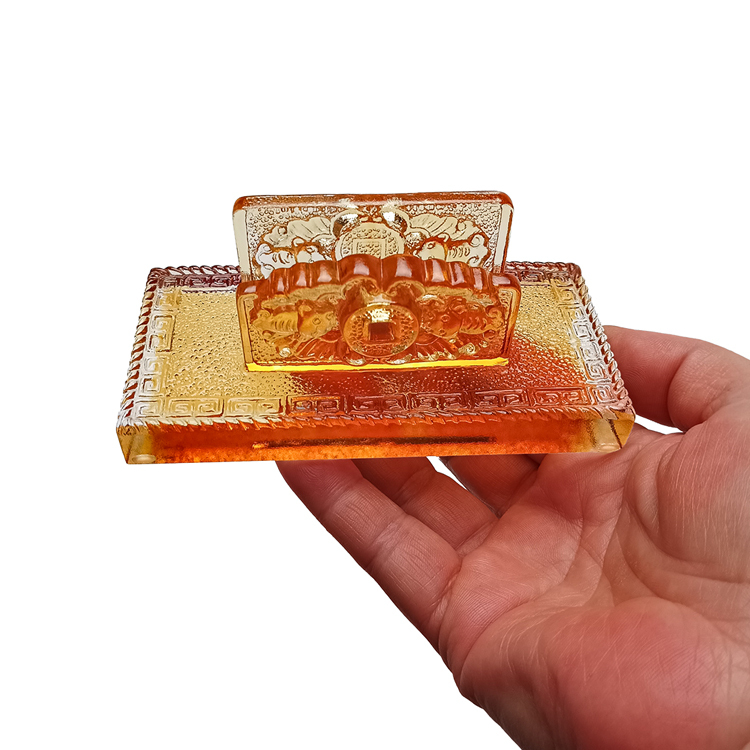 鹿港窯禮品館 居家開運琉璃-名片座-代代富貴