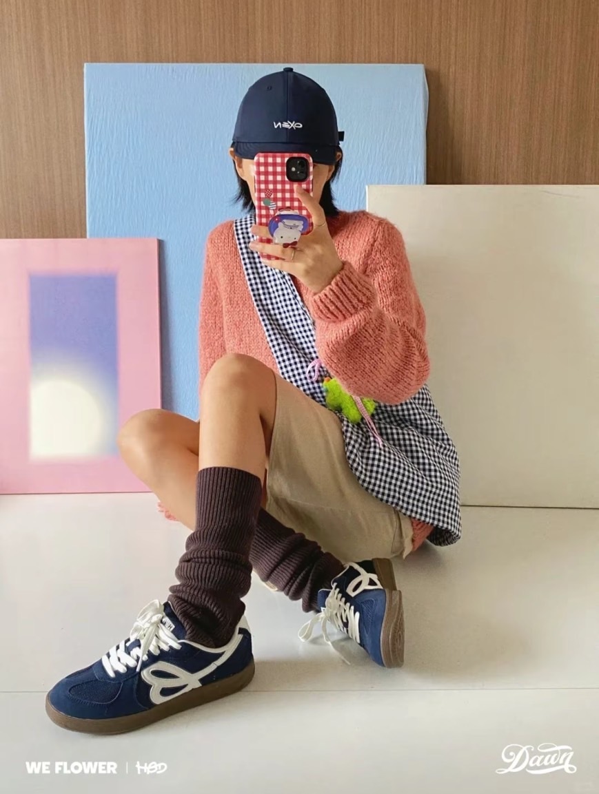 HBD X WE FLOWER 小花鞋 復古藍 焦糖底 金冬天 Winter同款 德訓鞋 WFDAWN101-1