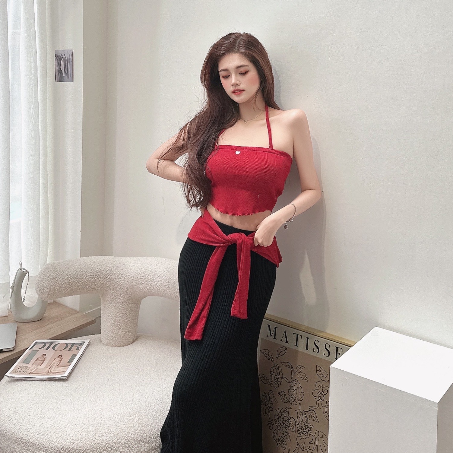 愛心金標兩件式胸墊上衣/四色(可多穿)