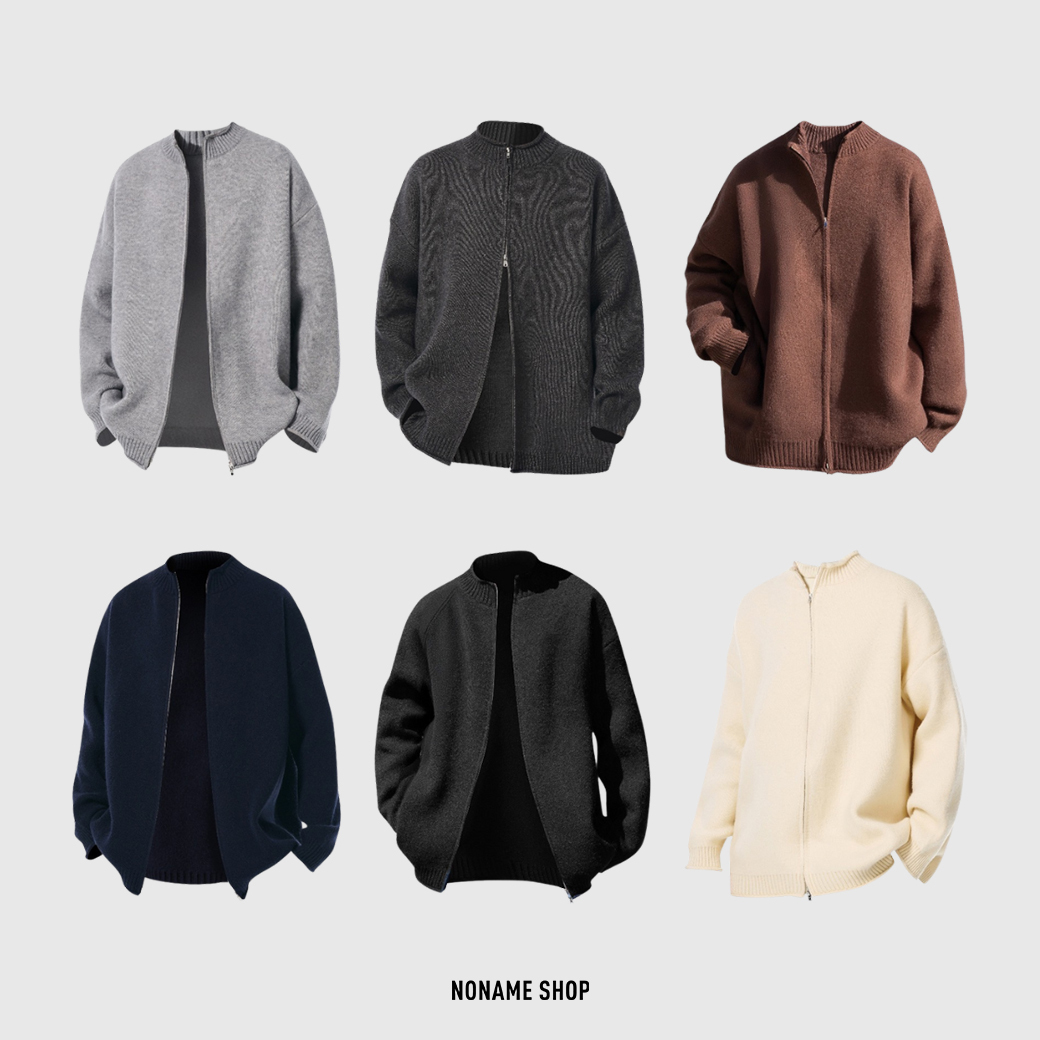 SXSY 簡約 復古 美式 拉鍊 針織 外套 六色 (男/女同款)